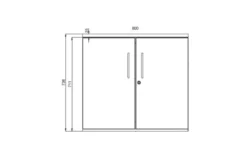 Armoire hauteur bureau métallique/mélaminée Corial - l. 80 cm - 1 tablette métal - portes battantes