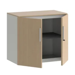 Armoire hauteur bureau métal mélaminé Fusion - l. 80 cm - 1 tablette métal - portes battantes mélaminé - avec coiffe