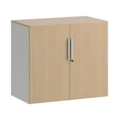 Armoire hauteur bureau métal mélaminé Fusion - l. 80 cm - 1 tablette métal - portes battantes mélaminé - avec coiffe