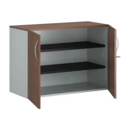 Armoire hauteur bureau placage bois/mélaminé FrameOne II Manager - l. 100 cm - 2 tablettes métal - portes battantes