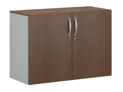 Armoire hauteur bureau placage bois/mélaminé FrameOne II Manager - l. 100 cm - 2 tablettes métal - portes battantes