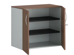 Armoire hauteur bureau placage bois/mélaminé FrameOne II Manager - l. 80 cm - 2 tablettes métal - portes battantes