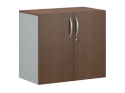 Armoire hauteur bureau placage bois/mélaminé FrameOne II Manager - l. 80 cm - 2 tablettes métal - portes battantes
