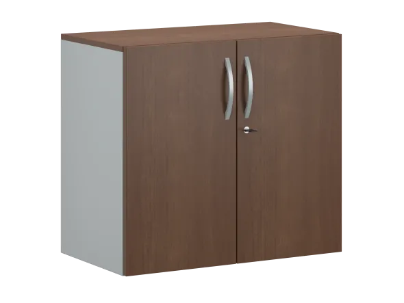 Armoire hauteur bureau placage bois/mélaminé FrameOne II Manager - l. 80 cm - 2 tablettes métal - portes battantes