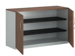 Armoire hauteur bureau placage bois/mélaminé FrameOne II Manager - l. 120 cm - 2 tablettes métal - portes battantes