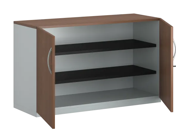 Armoire hauteur bureau placage bois/mélaminé FrameOne II Manager - l. 120 cm - 2 tablettes métal - portes battantes