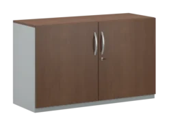 Armoire hauteur bureau placage bois/mélaminé FrameOne II Manager - l. 120 cm - 2 tablettes métal - portes battantes