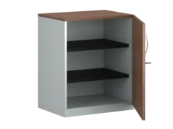 Armoire hauteur bureau placage bois/mélaminé FrameOne II Manager - l. 60 cm - 2 tablettes métal - porte battante