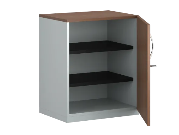 Armoire hauteur bureau placage bois/mélaminé FrameOne II Manager - l. 60 cm - 2 tablettes métal - porte battante