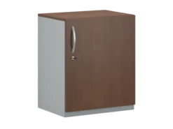 Armoire hauteur bureau placage bois/mélaminé FrameOne II Manager - l. 60 cm - 2 tablettes métal - porte battante