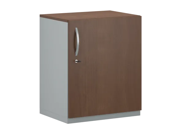 Armoire hauteur bureau placage bois/mélaminé FrameOne II Manager - l. 60 cm - 2 tablettes métal - porte battante