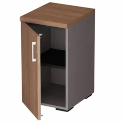 Armoire hauteur bureau placage bois/mélaminé Epure Manager - l. 41 cm - 2 tablettes métalliques - porte battante