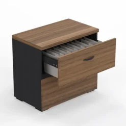 Armoire hauteur bureau à tiroirs mélaminé placage bois Amphitéo - l. 80 cm - 2 tiroirs pour dossiers suspendus