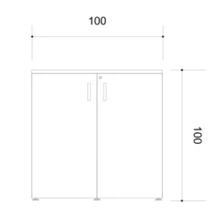 Armoire mélaminé Arial - h100 x l. 100 cm - 2 tablettes - portes battantes
