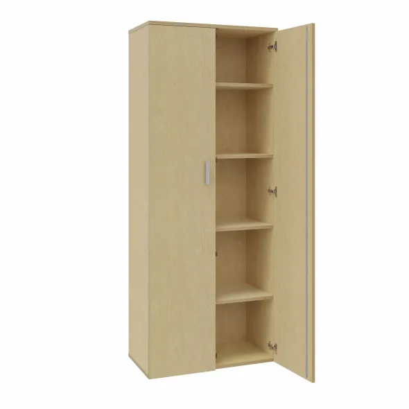 Armoire mélaminé Arial - h. 202,1 x l. 80 cm - 4 tablettes - portes battantes