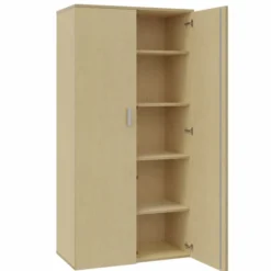 Armoire mélaminé Arial - h. 202,1 x l. 100 cm - 4 tablettes - portes battantes