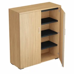 Armoire mélaminé Epure - h. 140 x l. 120 cm - 4 tablettes métalliques - portes battantes