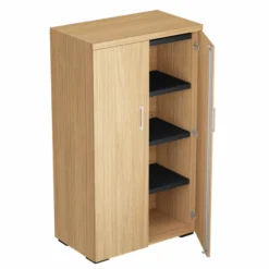 Armoire mélaminé Epure - h. 140 x l. 80 cm - 4 tablettes métalliques - portes battantes