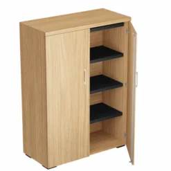 Armoire mélaminé Epure - h. 140 x l. 100 cm - 4 tablettes métalliques - portes battantes