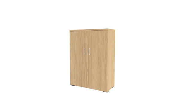 Armoire mélaminé Epure - h. 140 x l. 100 cm - 4 tablettes métalliques - portes battantes