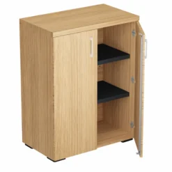 Armoire mélaminé Epure - h. 105 x l. 80 cm - 2 tablettes métalliques - portes battantes