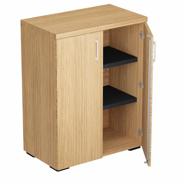 Armoire mélaminé Epure - h. 105 x l. 80 cm - 2 tablettes métalliques - portes battantes