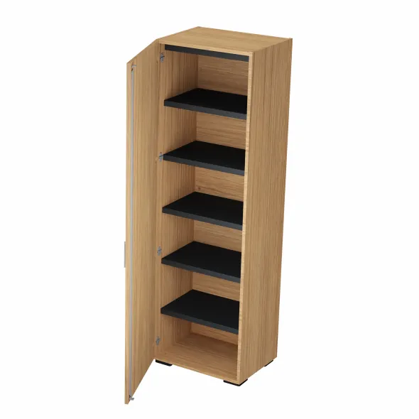 Armoire mélaminé Epure - h. 197 x l. 61 cm - 6 tablettes métalliques - porte battante