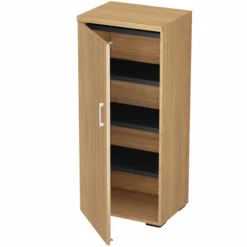 Armoire mélaminé Epure - h. 140 x l. 61 cm - 4 tablettes métalliques - porte battante