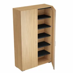Armoire mélaminé Epure - h. 197 x l. 120 cm - 6 tablettes métalliques - portes battantes