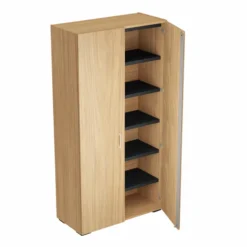Armoire mélaminé Epure - h. 197 x l. 100 cm - 6 tablettes métalliques - portes battantes