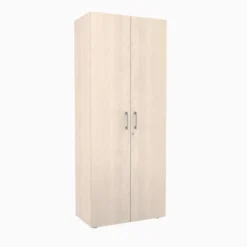 Armoire mélaminé Evidence - h. 198 x l. 80 cm - 4 tablettes métalliques - portes battantes