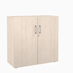 Armoire mélaminé Evidence - h. 100 x l. 100 cm - 2 tablettes métalliques - portes battantes
