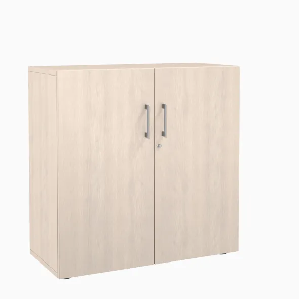 Armoire mélaminé Evidence - h. 100 x l. 100 cm - 2 tablettes métalliques - portes battantes