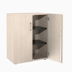 Armoire mélaminé Evidence - h. 100 x l. 80 cm - 2 tablettes métalliques - portes battantes