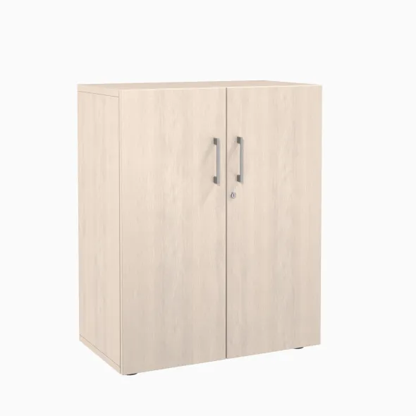 Armoire mélaminé Evidence - h. 100 x l. 80 cm - 2 tablettes métalliques - portes battantes