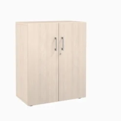 Armoire mélaminé Evidence - h. 100 x l. 80 cm - 2 tablettes métalliques - portes battantes - délai court