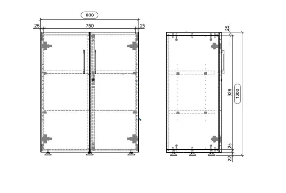 Armoire mélaminé Evidence - h. 100 x l. 80 cm - 2 tablettes métalliques - portes battantes - délai court