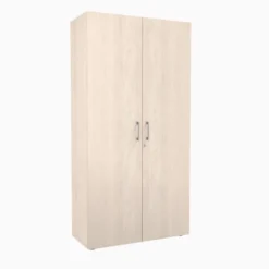 Armoire mélaminé Evidence - h. 198 x l. 100 cm - 4 tablettes métalliques - portes battantes - délai court