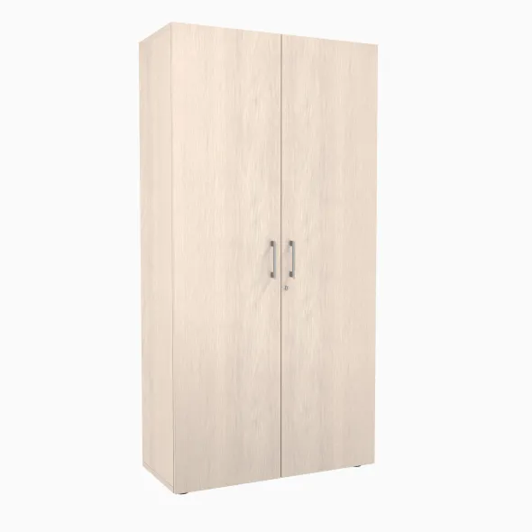 Armoire mélaminé Evidence - h. 198 x l. 100 cm - 4 tablettes métalliques - portes battantes - délai court
