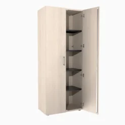 Armoire mélaminé Evidence - h. 198 x l. 80 cm - 4 tablettes métalliques - portes battantes - délai court