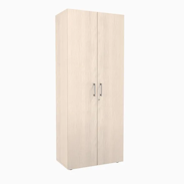 Armoire mélaminé Evidence - h. 198 x l. 80 cm - 4 tablettes métalliques - portes battantes - délai court