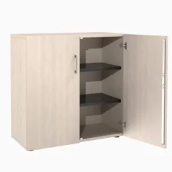 Armoire mélaminé Evidence - h. 100 x l. 100 cm - 2 tablettes métalliques - portes battantes - délai court