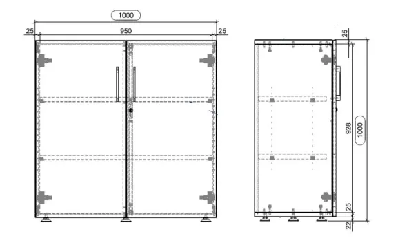 Armoire mélaminé Evidence - h. 100 x l. 100 cm - 2 tablettes métalliques - portes battantes - délai court