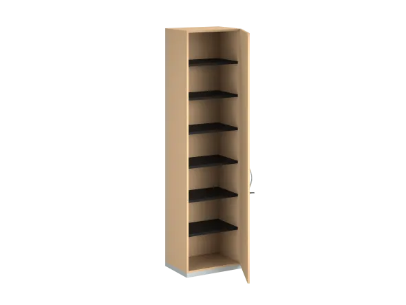 Armoire mélaminé FrameOne II - h. 229 x l. 60 cm - 6 tablettes - porte battante