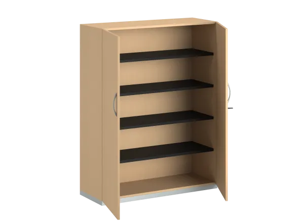 Armoire mélaminé FrameOne II - h. 154 x l. 120 cm - 4 tablettes - portes battantes