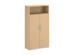 Armoire mélaminé FrameOne II - h. 191,5 x l. 100 cm - 4 tablettes - portes battantes + niche ouverte