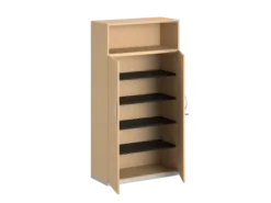 Armoire mélaminé FrameOne II - h. 191,5 x l. 100 cm - 4 tablettes - portes battantes + niche ouverte