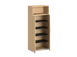 Armoire mélaminé FrameOne II - h. 191,5 x l. 80 cm - 4 tablettes - portes battantes + niche ouverte