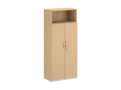 Armoire mélaminé FrameOne II - h. 191,5 x l. 80 cm - 4 tablettes - portes battantes + niche ouverte