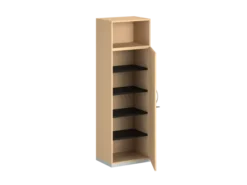 Armoire mélaminé FrameOne II - h. 191,5 x l. 60 cm - 4 tablettes - porte battante + niche ouverte